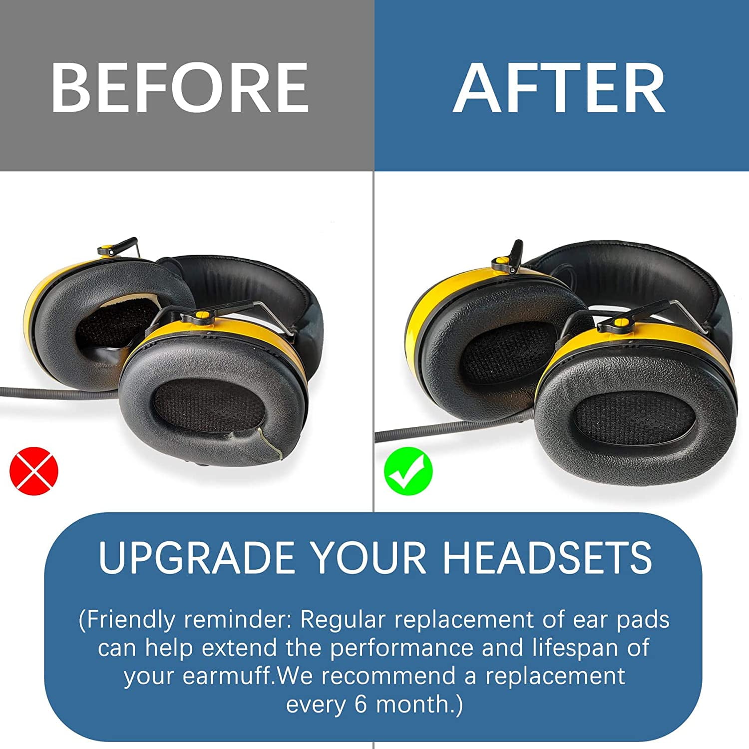 Replacement Foam Ear Pads (Upgraded) for 3M WorkTunes