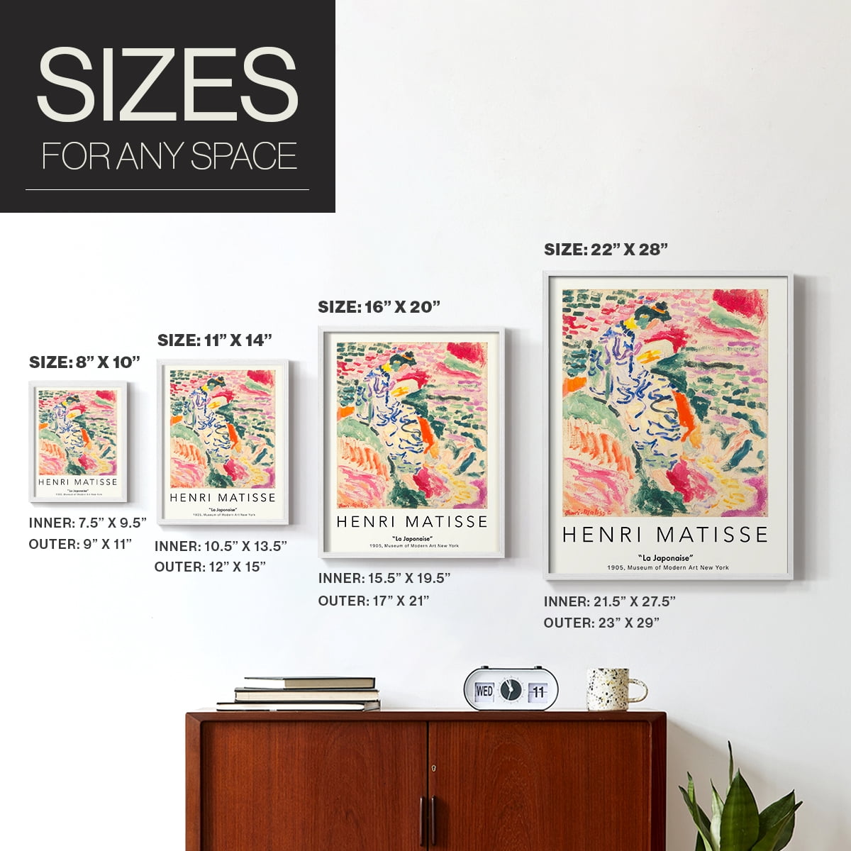 Matisse CLXXXI Framed Print in White Solid Wood 8 x 10 Framed Print