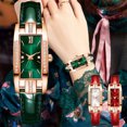thumbnail image 2 of Reloj pequeño verde con drenaje, reloj cuadrado pequeño con taladro, reloj de mujer, reloj de pulsera de moda retro para mujer, 2 of 6