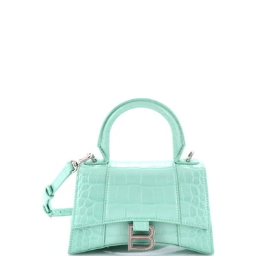 Pre-Owned Hourglass Top Handle Bag Crocodile Embossed Leather XS By Rebag
