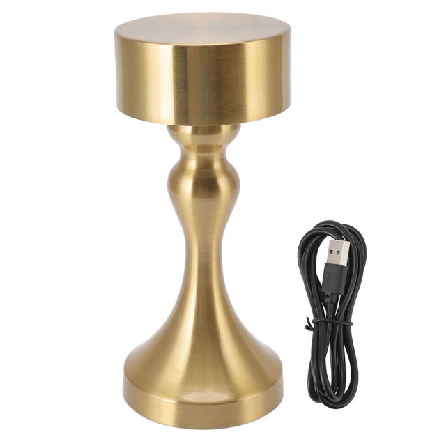 LED Table Lamp Rechargeable Battery Gold High Brightness Electroplating Drawing Process Impact Resistance Night Light B744