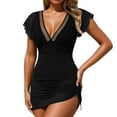 thumbnail image 1 of Womens Swimsuit Swim Dress Ruffle Mesh Skirt Wraps Bathing Suit 2026 Fashion,Color:Black,Size:S, 1 of 6