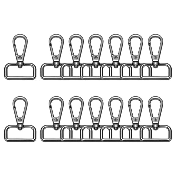 14pcs Swivel Clasps Hook, 1 inch Square Ring Lobster Claw Clasps Trigger Snap Hooks Metal Keychain Clips for DIY Purse Jewelry Making, Gun Black