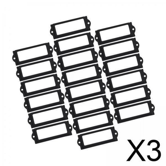 3x20x Portaetiquetas De Archivo Etiqueta De Cajón De Marco De Metal Para Caja De Cajón De Armario Negro
