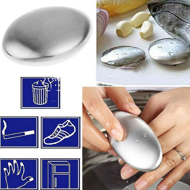 4 PCS Stainless Steel Soap Bar, Odor remover for Onion Fish Garlic Smell.