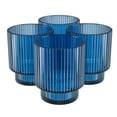 thumbnail image 3 of American Atelier Vintage Art Deco Set of 4 Fluted Drinking Glasses, Ribbed Glassware for Cocktail, Gin, Whiskey & More, Blue, 3 of 5