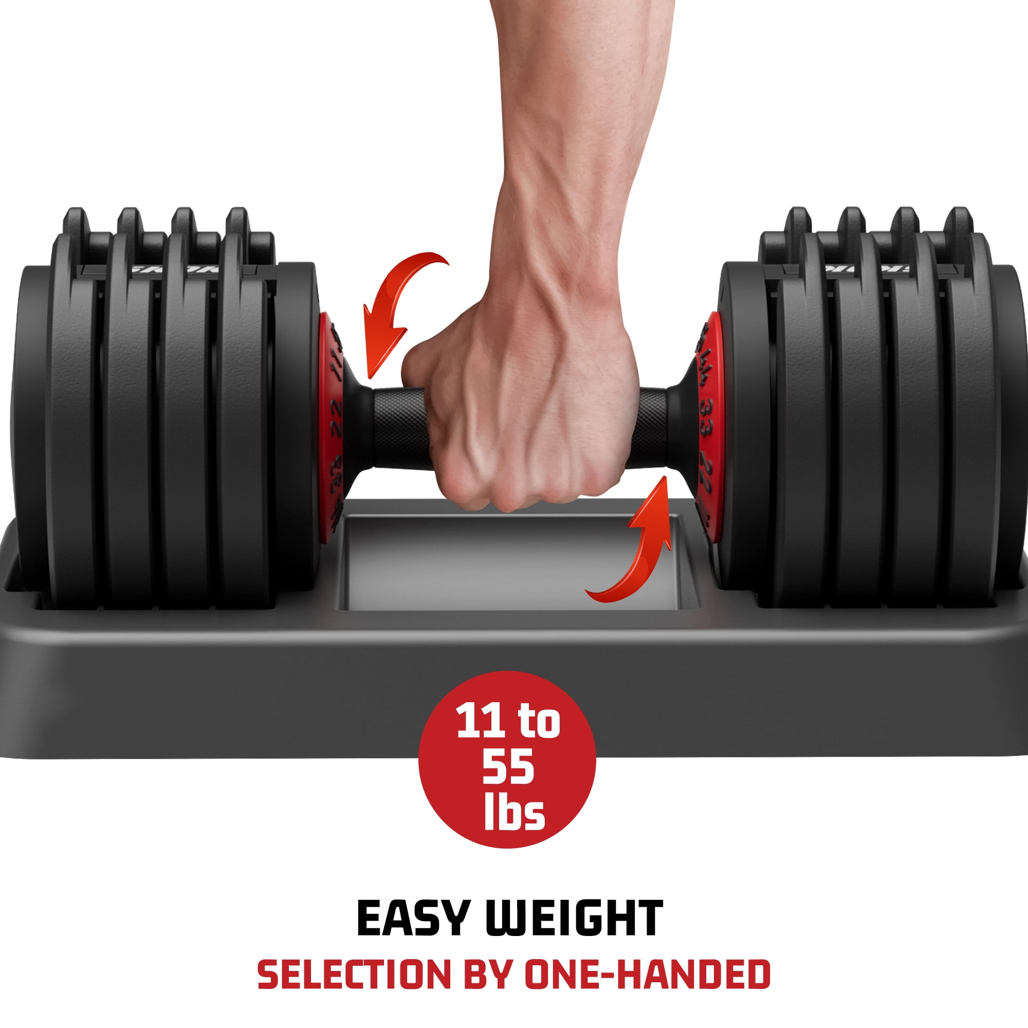 SKOK Adjustable Dumbbells 11-55 lbs Fitness Gym Exercise Weight Set Black