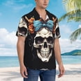 thumbnail image 6 of Picia Bow Flower Skull Gentle Cotton Regular Fit Short Sleeve Casual Hawaiian Shirt for Men-X-Large, 6 of 8
