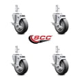 thumbnail image 2 of 4 Inch Thermoplastic Rubber Swivel 7/8 Inch Square Stem Caster Set with Brake, 2 of 2