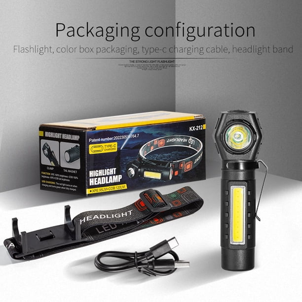 Lámpara Linterna LED COB para acampar, resistente al agua, para correr, ciclismo (negro) Ehuebsd Para estrenar