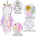 thumbnail image 2 of Atrapasueños de unicornio para niños, atrapasueños gigante hecho a mano, plumas, regalo para dormitorio de niñas, decoración del hogar para niños y niñas, colgante de guardería, morado, 2 of 5
