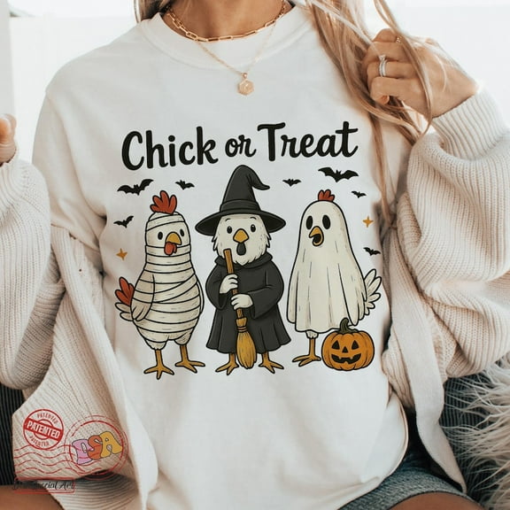 Chick or Treat Halloween Shirt, Funny Fall Chicken Tee, Cute Trick or Treat Shirt Design, Spooky Season Graphic Shirt