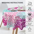 thumbnail image 3 of Dahlia Flower Round Tablecloth 60 Inch Pink Teal Blue Floral Circular Table Cloth Spring Dahlia Pinnata Blooming Table Cover for Dining Kitchen Parties Wedding, 3 of 6