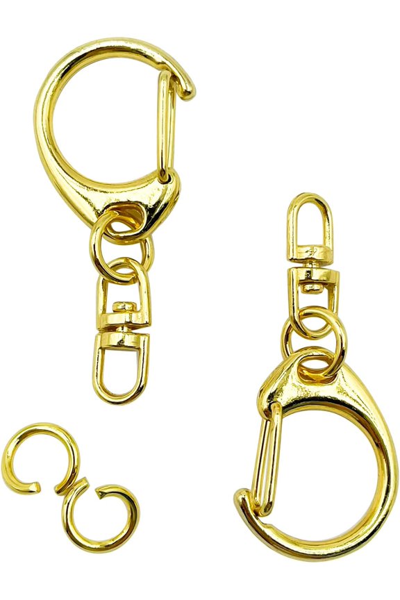 50sets Gold Lobster Claw Clasps,Metal Swivel Trigger Lanyard Snap Hooks Flat Split Key Ring with Chain Swivel Trigger Keychain Clip Hook Purse Bag Clips for Jewelry Keychain Craft Making A104
