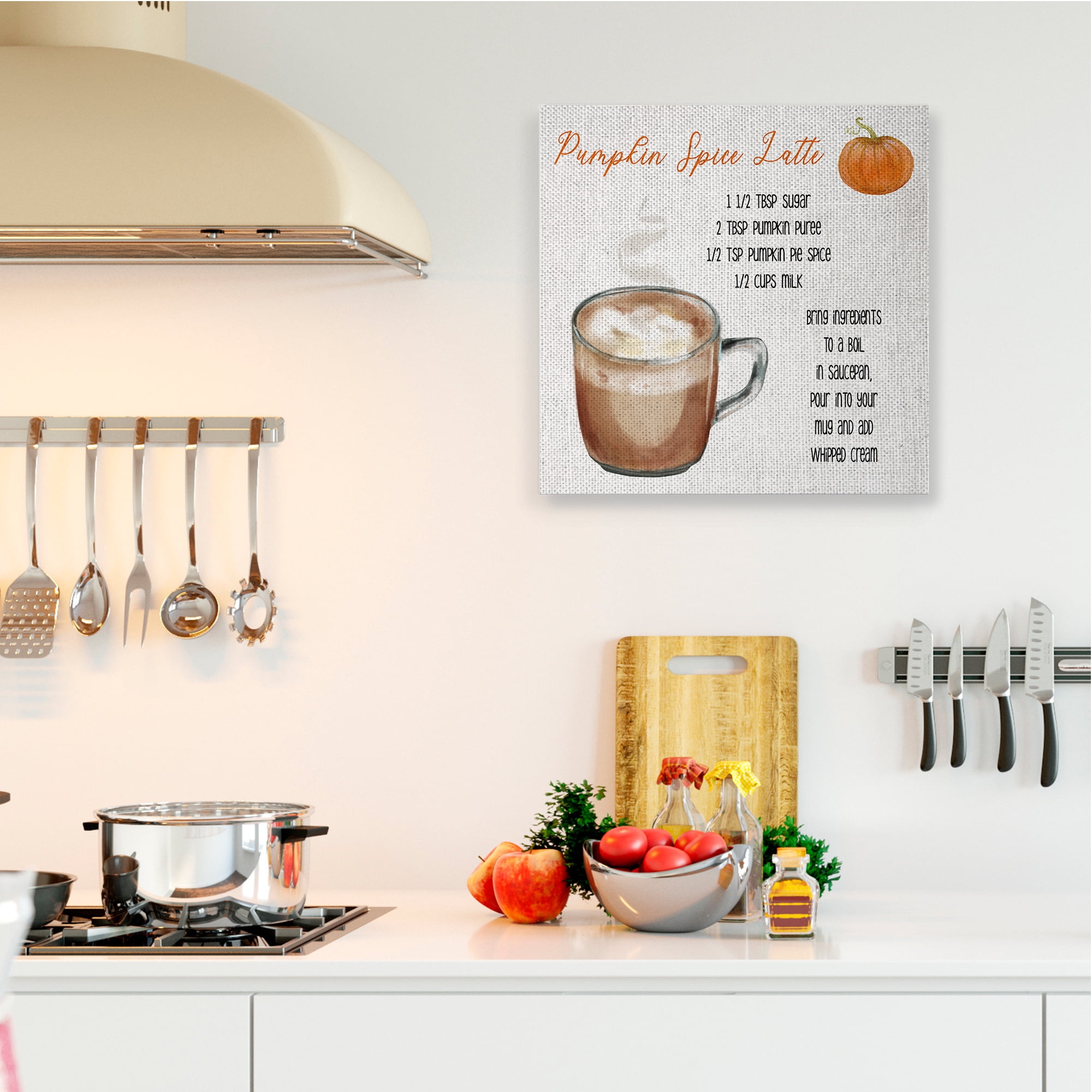 Stupell Industries Pumpkin Spice Latte Farmhouse Coffee Recipe Canvas Wall Art, 30 x 30, Design by Daphne Polselli