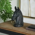 thumbnail image 3 of 9" x 12" Black Polystone Antique Style Head Horse Sculpture with Hitching Post and Gold Accents, by DecMode, 3 of 14