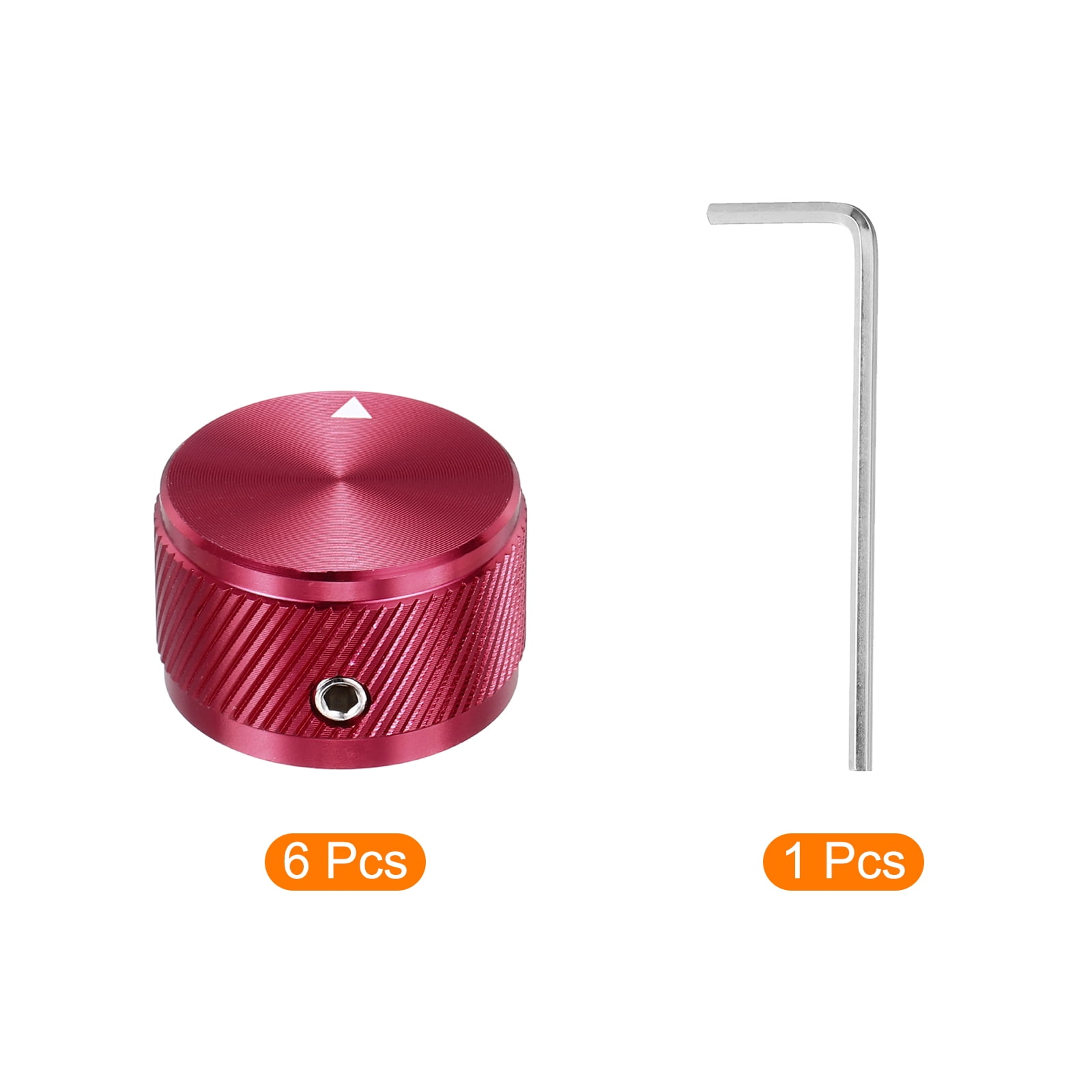 Uxcell 6 Pcs Aluminium Potentiometer Knobs, 1/4" (6mm) Universal Volume Tone Control Knobs for Guitar, Bass, Twill 5/8" Red