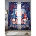 thumbnail image 2 of Independence Day Sheer Curtains 2 Panels Set Watercolor Blue Truck Cute Gnome Firework Sheer Window Curtains Light Filtering Rod Pocket Voile Drapes for Bedroom Living Room 52"X96", 2 of 9