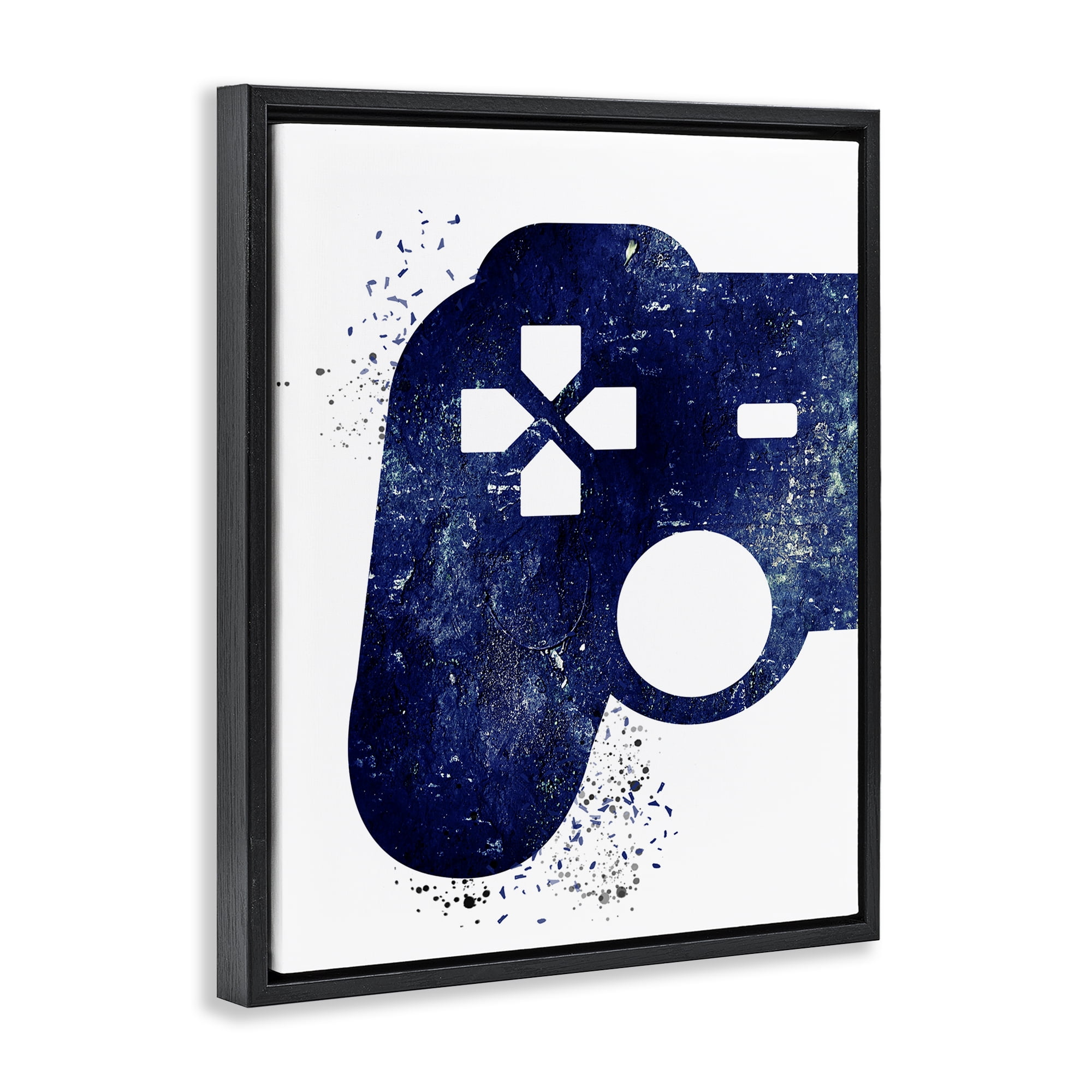 Stupell Industries Distressed Controller Outline Entertainment Painting Black Floater Framed Canvas Art Print Wall Art, 25 x 31