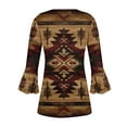 thumbnail image 4 of Oplxuo 3/4 Sleeve Henley T-Shirts for Women Vintage Western Aztec Print Pleated Dressy Blouse Loose Button Up Casual Tunic Tops, 4 of 4