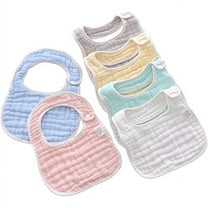 6 Pack Muslin Baby Bibs Drool Teething Bibs Lap-shoulder Cloths Bibs 8-Layer Organic Cotton for Unisex Boys Girls Adjustable