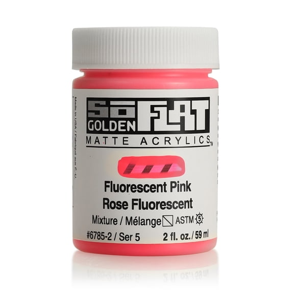 Golden SoFlat Matte Acrylic, 2 oz. Jar, Fluorescent Pink