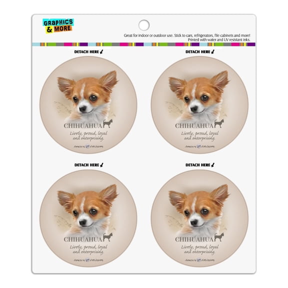 Chihuahua Dog Breed Refrigerator Fridge Locker Vinyl Circle Magnet Set
