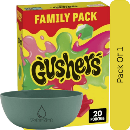 Gushers Fruit Flavored Snacks Halloween Watermelon and Sour Apple 20 Count 16 oz with Olive Green Bowl by ValueNest