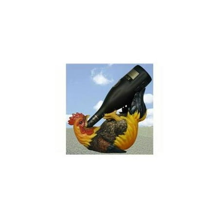 Wine Country Kitchens - Drinking Rooster Wine Bottle Holder French Country Farm Style Kitchen Decor for Gamecock Fans Wine Rack
