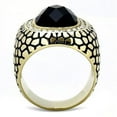 thumbnail image 3 of IP Gold(Ion Plating) Stainless Steel Ring with Synthetic Synthetic Glass in Jet for Women Jet Stone Color Style TK3221 Size 12, 3 of 4