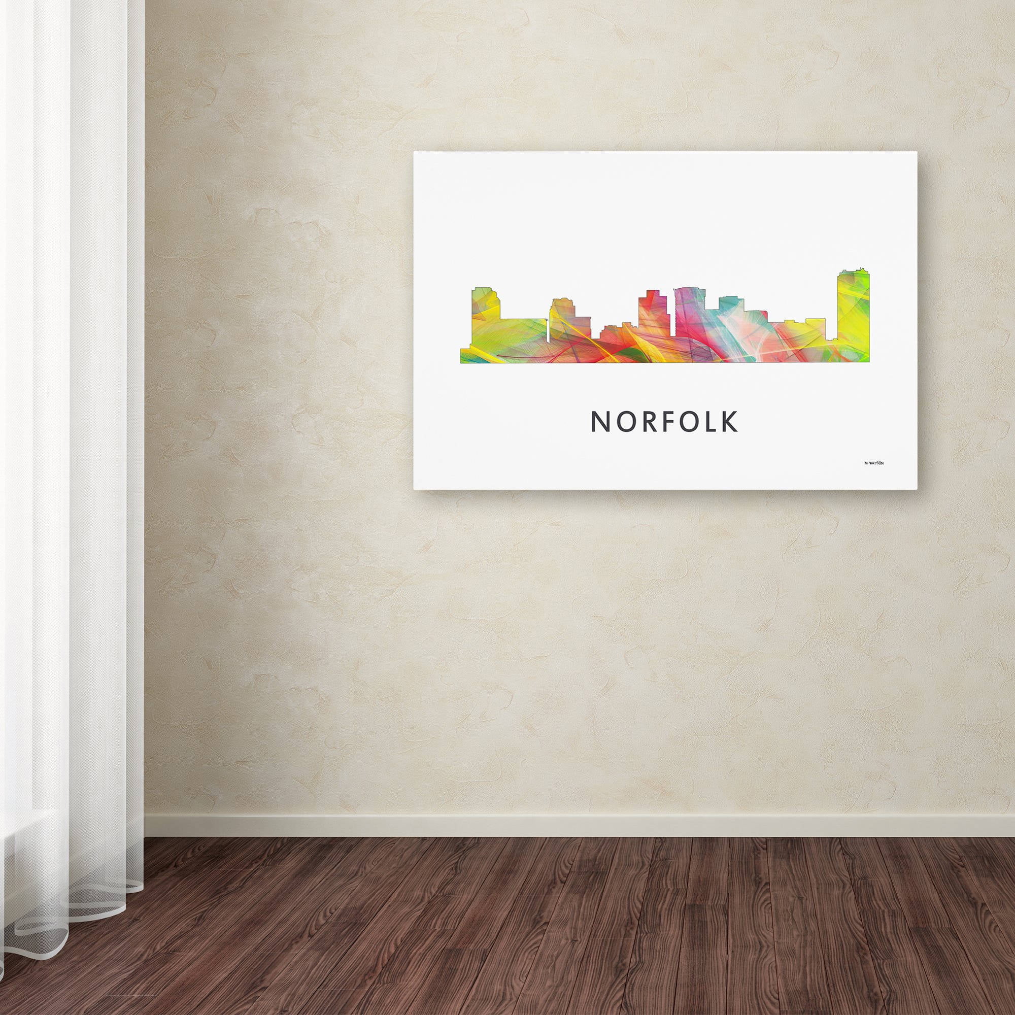 Trademark Fine Art 'Norfolk Virginia Skyline WB-1' Canvas Art by Marlene Watson