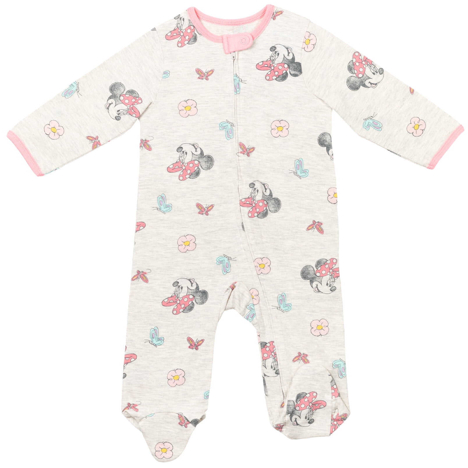 Disney Minnie Mouse Baby Girls' 2-Pack Footed Sleep N' Play Coveralls Minnie Pink Oatmeal
