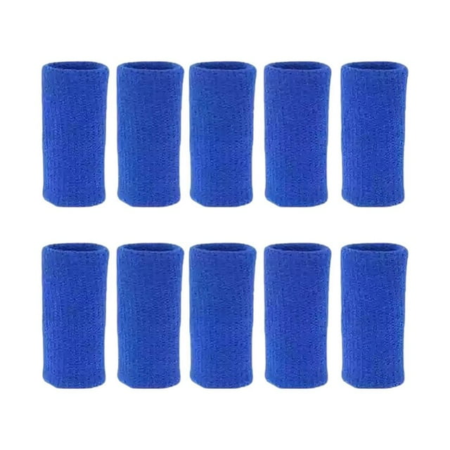 10 Pieces Fingertip Sleeve Breathable Hand Joint Protector Shock Exercising Basketball Playing Absorbing Support Brace Nonslip for Basketball Blue