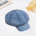 thumbnail image 5 of Womens Ladies Denim 8 Panel Newsboy Flat Caps Cabbie Peaked Driving Hat , LIght Blue, 5 of 7
