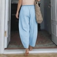 thumbnail image 6 of JYnXIANTI Women's Pants Elastic Waist Drawstring Loose Pants Lounge Comfort Full Length Trousers Thin Basic Pants Summer Outfits, 6 of 7