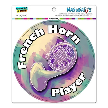 French Horn Player - Band Orchestra Instrument Brass Purple Yellow Green Circle MAG-NEATO'S(TM) Car/Refrigerator