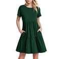 thumbnail image 1 of Women's Solid Color Ruffled Layered Maxi Dress - Short Sleeve, Flowy, Comfortable, Versatile for Party/Beach - S-XXL Sizes, 1 of 5