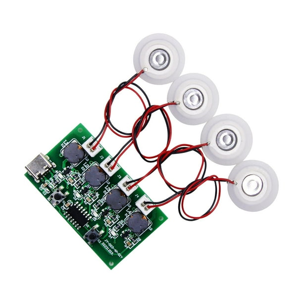 Módulo humidificador, accesorios de disco de atomización, instalación fácil, buen rendimiento, placa de circuito DIY de pulverización duradera con 4 discos