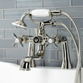 thumbnail image 6 of Kingston Brass KS248SN Essex Deck Mount Clawfoot Tub Faucet with Hand Shower, Brushed Nickel, 6 of 7