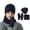 Navy #2, variant on European Winter Knitted Warm Gloves Hats Scarves Three Piece Set With Thick Velvet And Hat