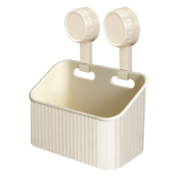 2026 New No Drill Suction Cup Storage Box Draining Wall Mount Bathroom Shelf with Large Capacity Multipurpose Kitchen Bathroom Rack Clear Reusable Removable Shower Caddy Hanger for Bath&Restroom-1Pcs