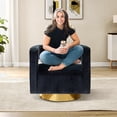 thumbnail image 4 of HULALA HOME Carisa Modern Upholstered Swivel Comfy Open-Back Barrel Chair with Golden Base by  BLACK, 4 of 6