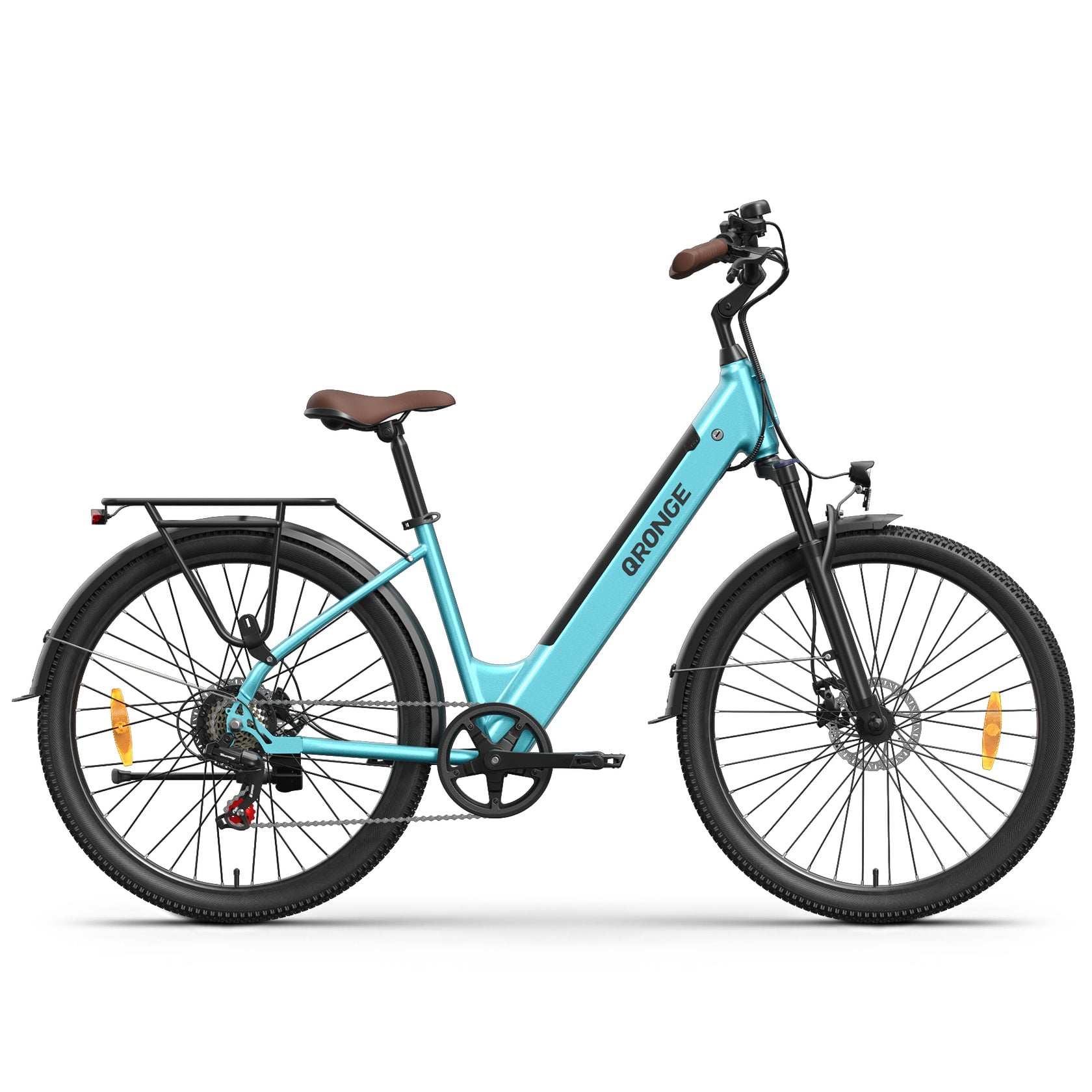 26 inch Electric Bike for Adults 1200W Peak Step Through E-Bike 70Miles Range 25 mph Max Speed Electric Bicycles 7-Speed Front Fork Suspension E-Mountain Bikes 36V 12.8AH Battery, UL2849 by SGS