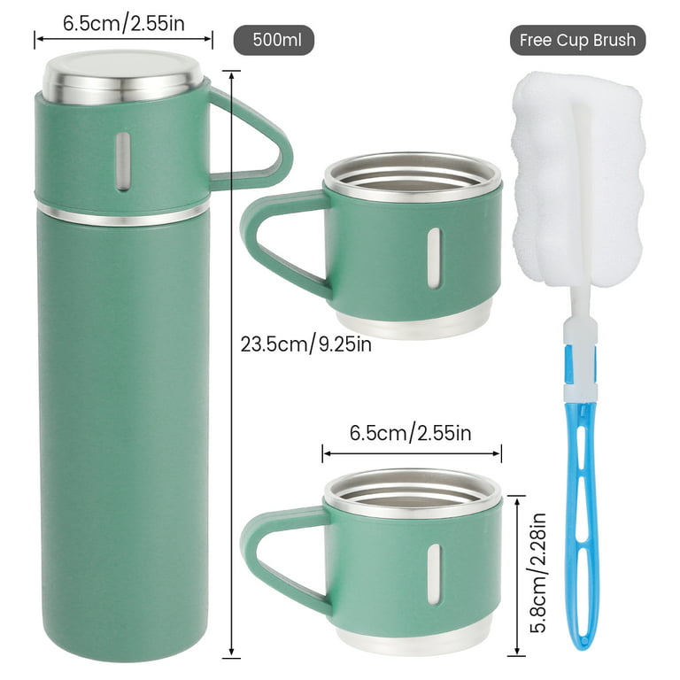 Stainless Steel Thermo 500ml/16.9oz Vacuum Insulated Bottle with Cup for  Coffee Hot drink and Cold drink water flask.(Gray,Set)