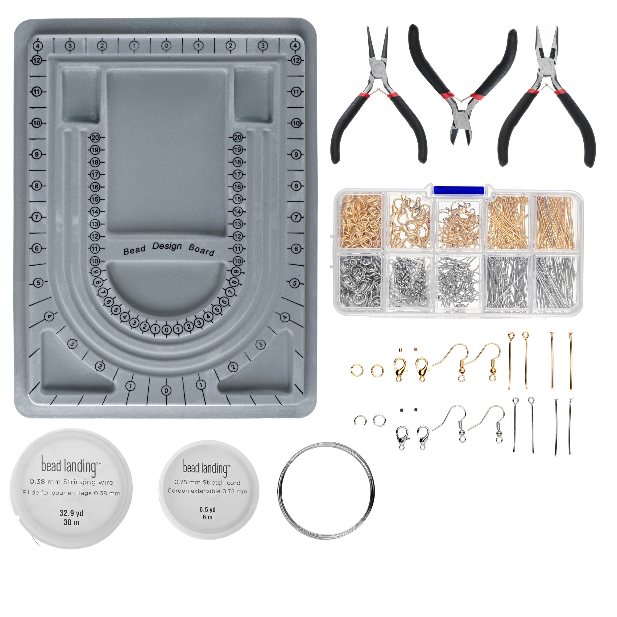 Bead Landing Ultimate Jewelry Making Tool and Findings Set - All-In-One Design Board and Accessory Kit - Multi - 1,568-Piece Set