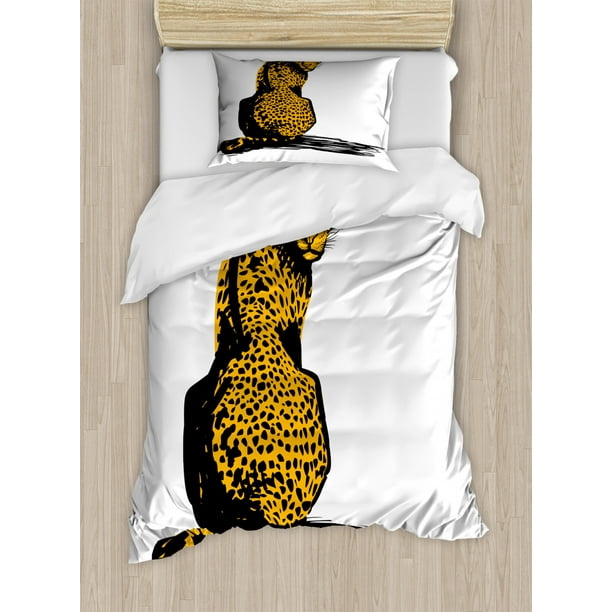 Wildlife Twin Size Duvet Cover Set Stylized Sketch Leopard Dangerous Carnivore Wildcat With Shadow Decorative 2 Piece Bedding 1 Pillow Sham Black White And Marigold By Ambesonne Com - Wildcat Bedding Sets Wildlife Twin Size Duvet Cover Set Stylized Sketch Leopard Dangerous Carnivore Wildcat With Shadow Decorative 2 Piece Bedding 1 Pillow Sham Black White And Marigold By Ambesonne Com - Wildcat Bedding Sets