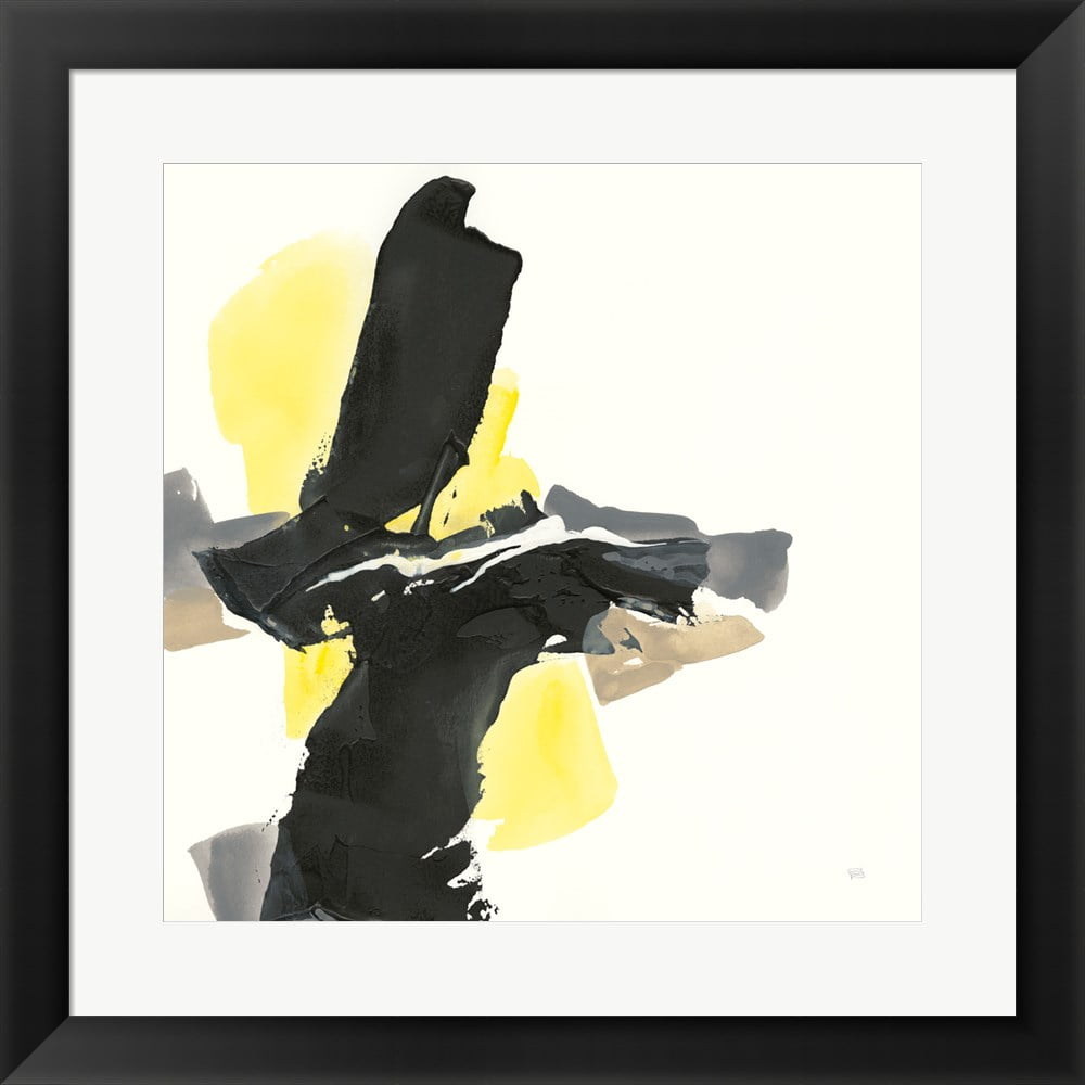 Modern Black and Yellow Abstract Framed Wall Art