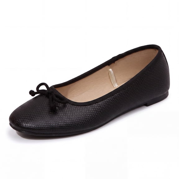 Rexoro Women Ballet Flats Bow Round Toe Snakeskin Dress Shoes Comfort Casual Office Shoes