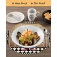 thumbnail image 3 of 15 Inch Round Placemats Set of 6, Vintage Gnomes Non Slip Heat Insulation PP Table Mats, Black White Checkered Retro Art Washable Place Mats for Kitchen Dining Party Table Decor, 3 of 7