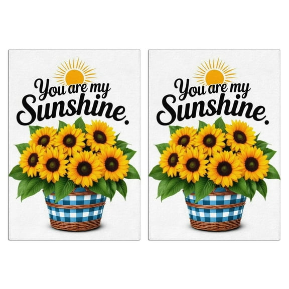 2 Pcs Funny Kitchen Towels,You Are My Sunshine Sunflowers in a Basket Microfiber Dish Towels,Kitchen Tea Towels,Kitchen Towel Set (18" X 26")